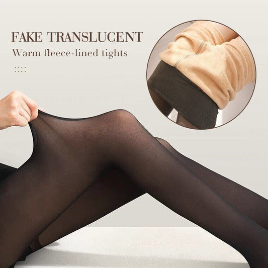 🔥Early Winter Discount-49% OFF🔥Flawless Legs Fake Translucent Warm Plush Lined Elastic Tights